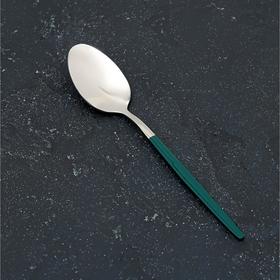 Ложка чайная Magistro «Блинк», длина 14,5 см, на подвесе, цвет серебряный, зелёная ручка