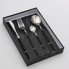 Набор столовых приборов из нержавеющей стали Magistro «Блинк», 4 предмета, цвет металла серебряный, чёрные ручки - Фото 4