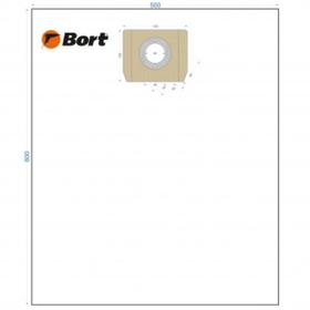 Комплект мешков для пылесоса Bort BB-012U, 500х600 мм, 52 л, вертикальный, 5 шт