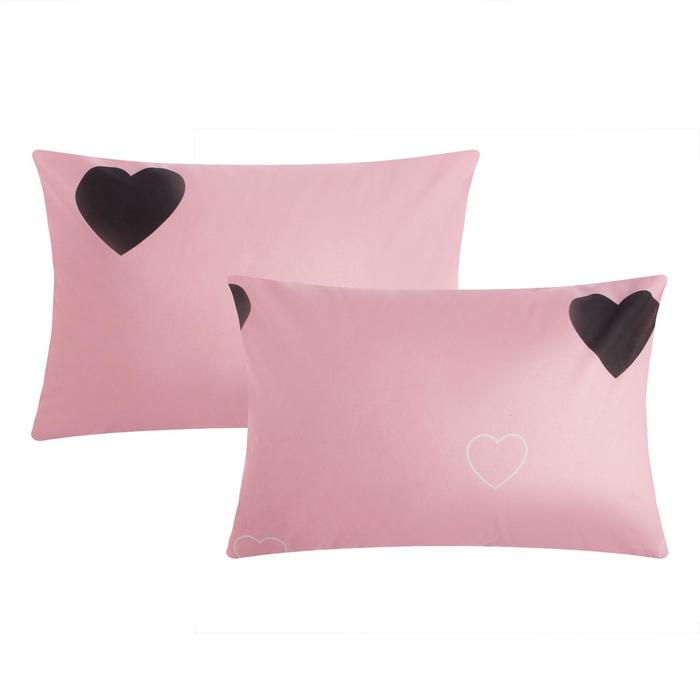 Комплект наволочек "Этель" Pink heart 50х70 см - 2 шт, цвет розовый, 100% хлопок, поплин - Фото 1