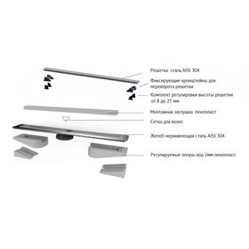 

Трап BERGES C1 Norma 500, d=50 мм, 500 x 60 мм, линейный, боковой выпуск, черный матовый