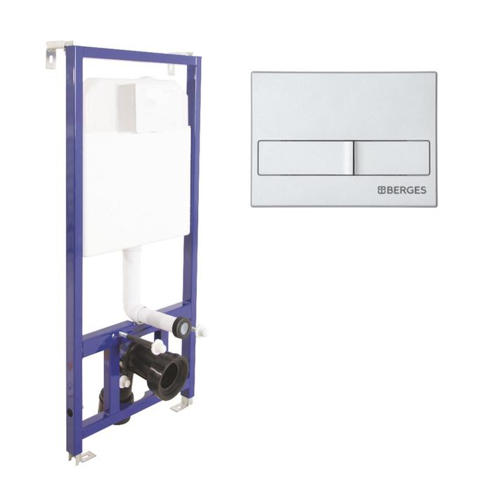 Инсталляция для унитаза BERGES NOVUM L2, с клавишей, матовый хром - Фото 1