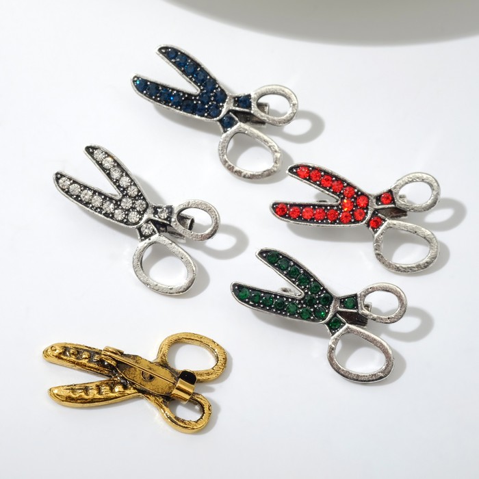 Брошь «Ножницы», цвет МИКС (неделимая фасовка 12 шт., цена за шт.) - Фото 1