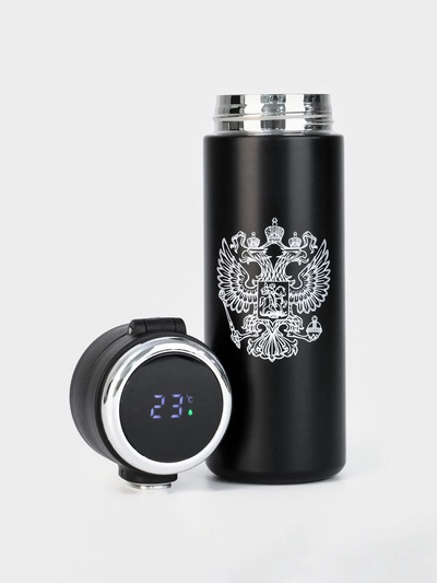 Термос, 420 мл, Simple «Герб», сохраняет тепло 8 ч, с термометром