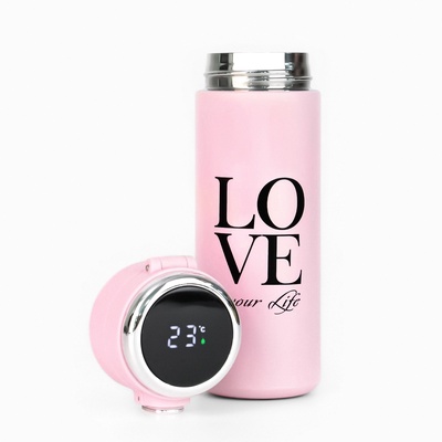 Термос, 420 мл, Love your Life, сохраняет тепло 8 ч, с термометром