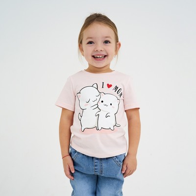Футболка для девочки KAFTAN: Love mom, розовая, размер 34 (122-128 см)