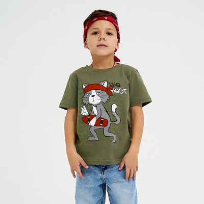 Футболка детская KAFTAN The best, размер 32 (110-116 см), хаки