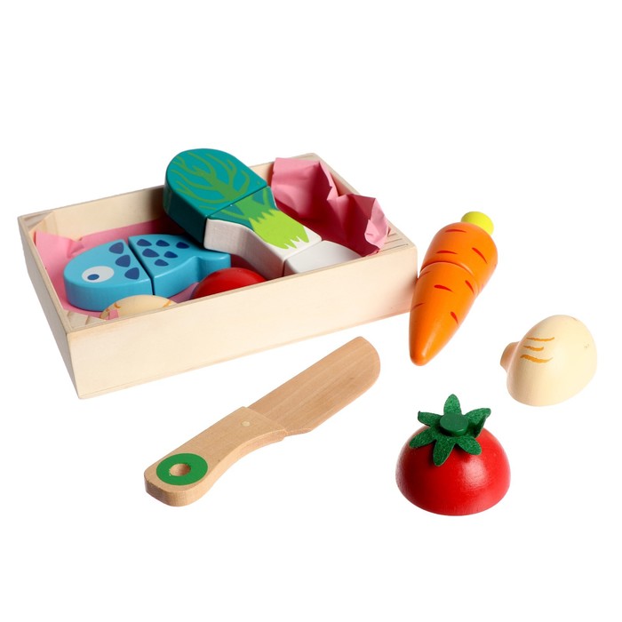 Игровой ящик с продуктами «Овощи и рыба» 17х12,5х3,5 см - фото 1908776276
