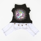 Комбинезон "Единорог", размер 16 (ДС 36 см, ОГ 46 см, ОШ 35 см), чёрно-белый - фото 27181305