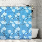Штора для ванны Доляна «Цветущая магнолия», 180×180 см, EVA, цвет голубой - Фото 1