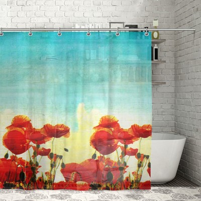 Штора для ванны Доляна «Маковое поле», 180×180 см, EVA