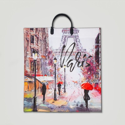 Пакет «Дождь в Париже», полиэтиленовый с пластиковой ручкой, 38×45 см, 100 мкм