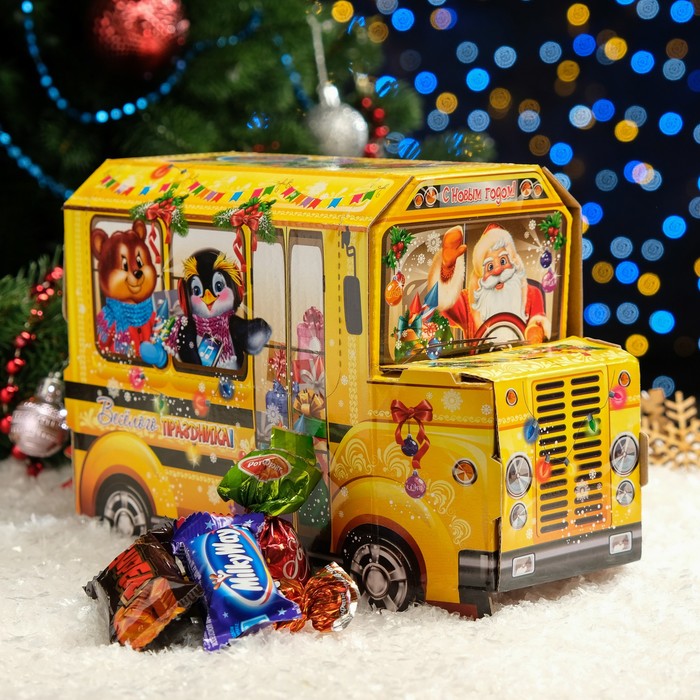 Новогодний подарочный набор «Автобус школьный» 750 г - Фото 1