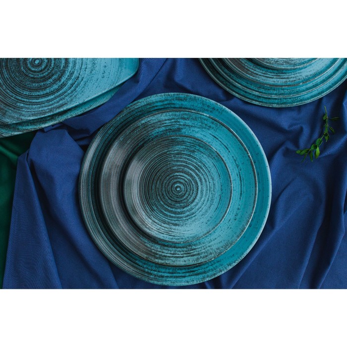 Тарелка с вертикальным бортом Lykke turquoise, d=24 см, цвет бирюзовый - фото 1927775865