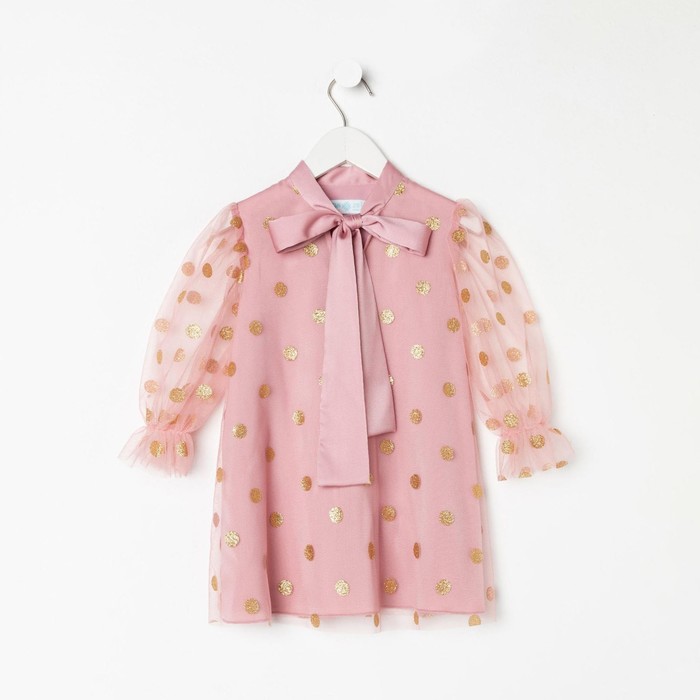 Платье детское нарядное KAFTAN горошек, рост 98-104, розовый - Фото 1