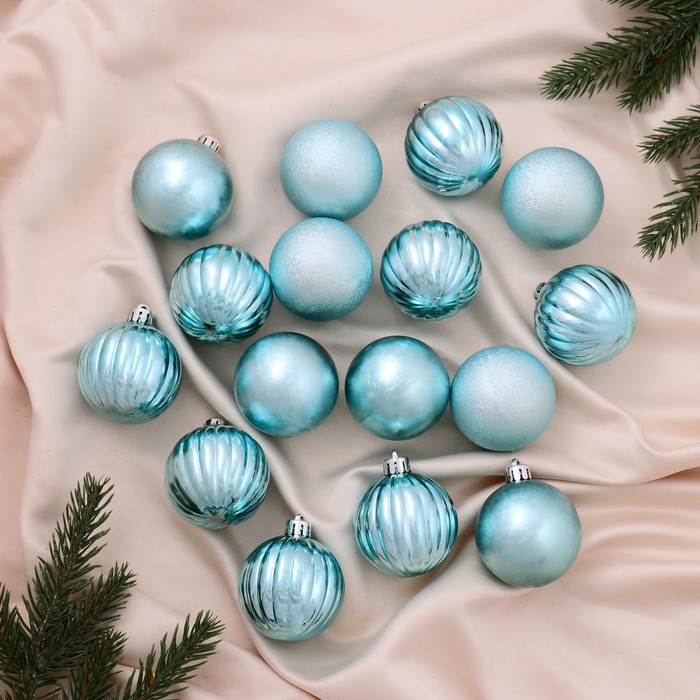 Ёлочные игрушки «Николь полоски», шары новогодние, d=5 см, набор 16 шт. - Фото 1