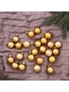 Ёлочные игрушки «Классика ассорти», шары новогодние, d=3 см, набор 24 шт., золотистый 6531943 Ёлочные игрушки «Классика ассорти», шары новогодние, d=3 см, набор 24 шт., золотистый 6531943