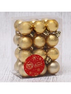 Ёлочные игрушки «Классика ассорти», шары новогодние, d=3 см, набор 24 шт., золотистый - Фото 4