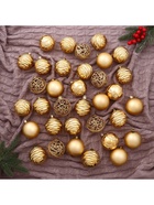 Ёлочные игрушки «Николь узоры», шары новогодние, d=6 см, набор 34 шт., золото - Фото 3