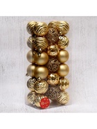 Ёлочные игрушки «Николь узоры», шары новогодние, d=6 см, набор 34 шт., золото - Фото 4