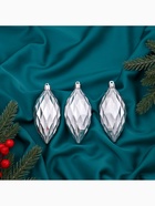 Ёлочные игрушки набор 3 шт. «Сосулька-рубик», 10 см, серебро - фото 53807162