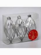 Ёлочные игрушки набор 3 шт. «Сосулька-рубик», 10 см, серебро - Фото 4