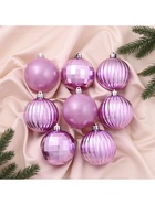 Ёлочные игрушки «Диско ассорти», шары новогодние, полоски, d=7 см, набор 8 шт. - Фото 3