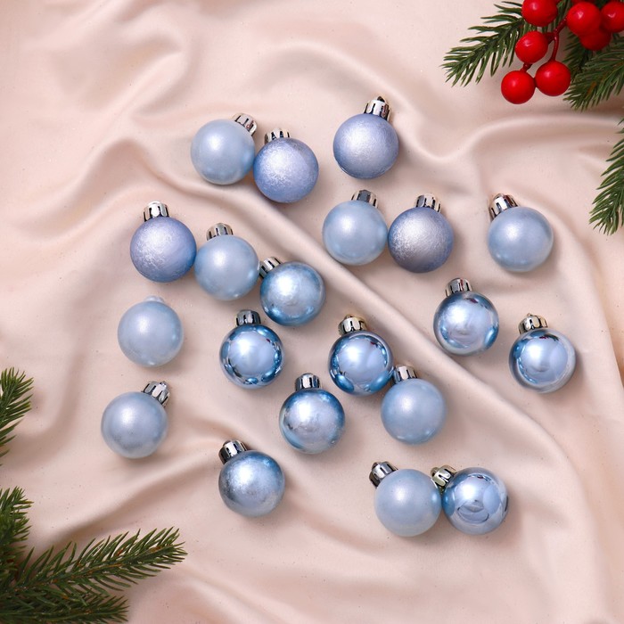 Ёлочные игрушки «Классика ассорти», шары новогодние, d=3 см, 20 шт., голубой - Фото 1