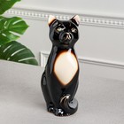 Копилка "Кот сидячий", чёрная, покрытие глазурь, керамика, 30 см - фото 10753578