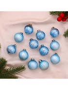 Ёлочные игрушки «Беата полоски», шары новогодние, d=3 см, набор 12 шт., голубой - Фото 3