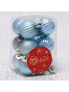 Ёлочные игрушки «Беата полоски», шары новогодние, d=3 см, набор 12 шт., голубой - Фото 4