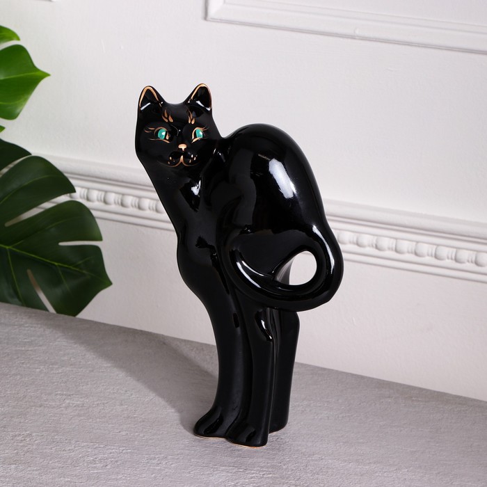 Копилка "Кошка сиамская", чёрная, покрытие глазурь, 34 см - Фото 1