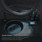 Набор аксессуаров для ванной комнаты Доляна «Богемия», 3 предмета (мыльница, дозатор, стакан), цвет тёмно-зелёный - фото 6488280