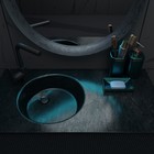Набор аксессуаров для ванной комнаты Доляна «Богемия», 3 предмета (мыльница, дозатор, стакан), цвет тёмно-зелёный - фото 6488282