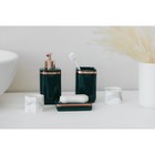 Набор аксессуаров для ванной комнаты Доляна «Богемия», 3 предмета (мыльница, дозатор, стакан), цвет тёмно-зелёный - фото 6488283