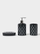 Набор аксессуаров для ванной комнаты Доляна «Марокко», 3 предмета, мыльница, дозатор для мыла, стакан, чёрный - Фото 2