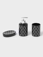 Набор аксессуаров для ванной комнаты Доляна «Марокко», 3 предмета, мыльница, дозатор для мыла, стакан, чёрный - Фото 1