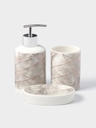 Набор аксессуаров для ванной комнаты Доляна «Розовое золото», 3 предмета, мыльница, дозатор для мыла 350 мл, стакан 300 мл - Фото 1