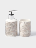 Набор аксессуаров для ванной комнаты Доляна «Розовое золото», 3 предмета, мыльница, дозатор для мыла 350 мл, стакан 300 мл - Фото 2