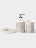 Набор аксессуаров для ванной комнаты Доляна «Розовое золото», 3 предмета, мыльница, дозатор для мыла 350 мл, стакан 300 мл - Фото 3