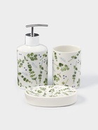 Набор аксессуаров для ванной комнаты Доляна «Эвкалипт», 3 предмета, мыльница, дозатор для мыла, стакан - Фото 1