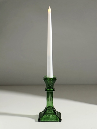Стеклянный подсвечник на 1 свечу «Колонна прямоугольная», зелёный прозрачный, 16×8.6×8.6 см