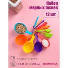 Набор мерных ложек Доляна «Заряд», 12 шт., от 0.66 до 250 мл, пластик, МИКС - Фото 1