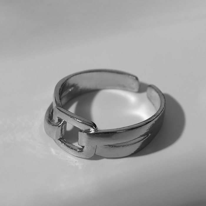 Кольцо «Пряжка», квадрат, цвет серебро, безразмерное - Фото 1