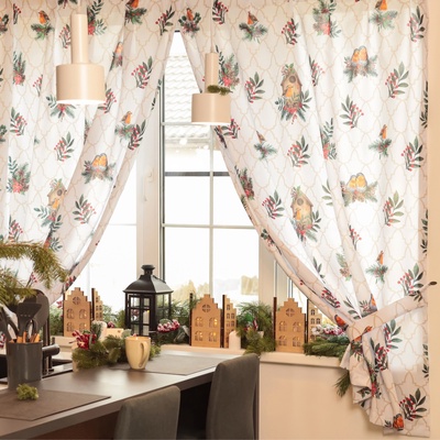 Комплект штор для кухни с подхватами «Этель» Beautiful birds, 2 шт., белый, 145×180 см