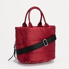 Сумка-тоут на молнии, 3 наружных кармана, длинный ремень, цвет бордовый - фото 21393670