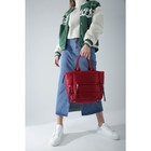 Сумка-тоут на молнии, 3 наружных кармана, длинный ремень, цвет бордовый - фото 21393672