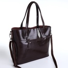 Сумка женская на молнии, цвет тёмно-коричневый - фото 21393699