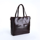 Сумка женская на молнии, цвет тёмно-коричневый - фото 27133840