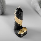 Фигурная свеча "Фаворит" черная с поталью 12,5см - фото 9356575